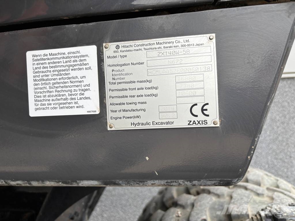ケン Hitachi ZX 140 W-5B, 2014, RITTHEM, Zeeland, Netherlands