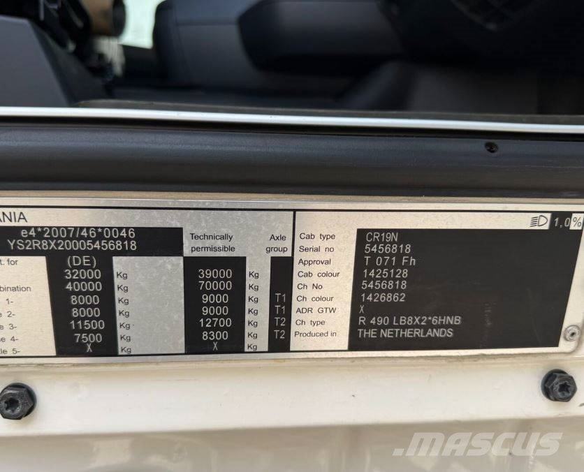 Scania R 490 LB 8 x 2 x 6 I Palfinger PK 165.002 TEC G Grúas cargadoras