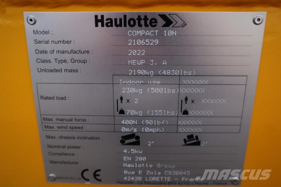 Haulotte Compact 10N Valid Inspection, *Guarantee! 10m Work Saxliftar