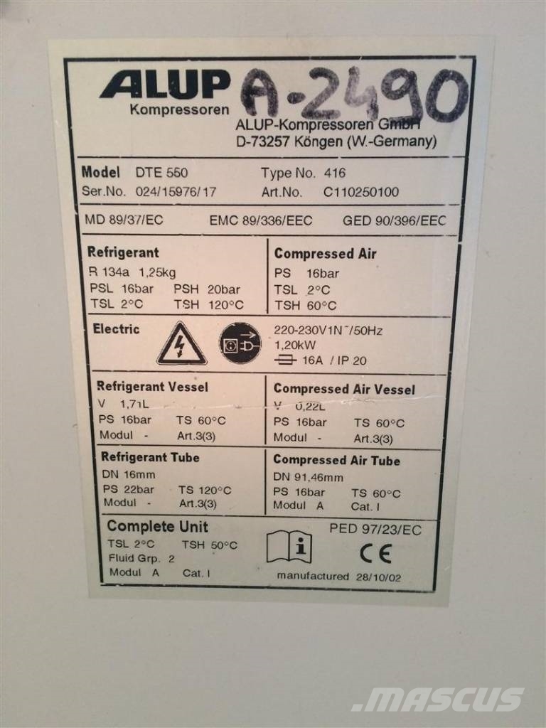 Alup DTE550 Essiccatori per aria compressa