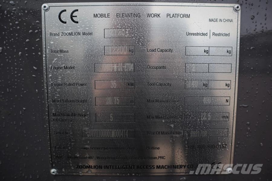 Zoomlion ZT20J Valid inspection, *Guarantee! Diesel, 4x4x4 Teleskooppipuominostimet