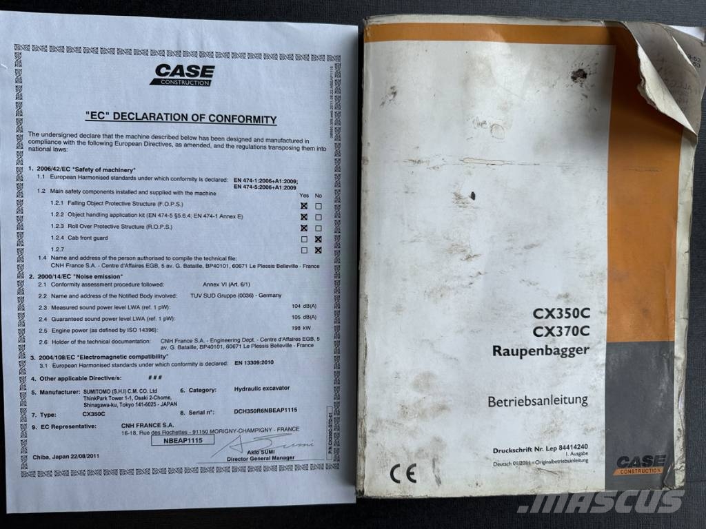 CASE CX 350C Rupsgraafmachines