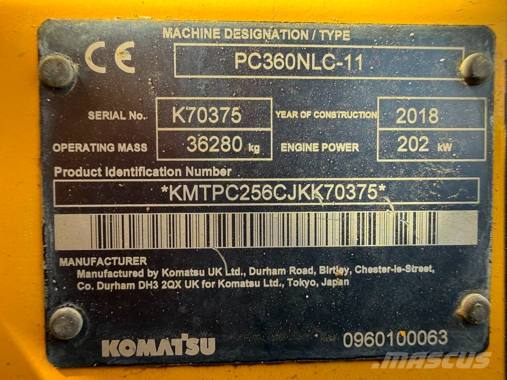 Komatsu PC 360 NLC-11 //BJ. 2018 /8496H/ZSA/SW/TOP Zustand Excavadoras sobre orugas