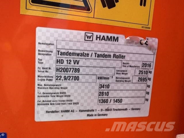 Hamm HD12 VV, Vält Котки тротуарні