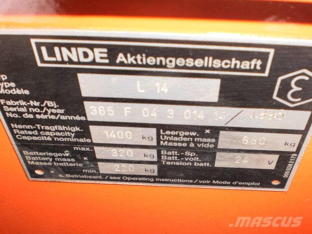 Linde L14 /365/ V-1967 OB Χειροκίνητα παλετοφόρα