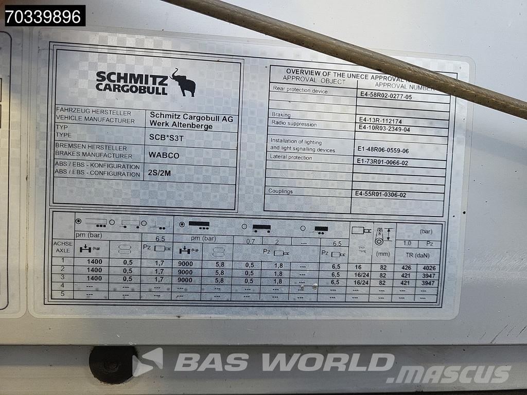 Schmitz Cargobull SCB*S3T 3 axles Sliding Roof Poluprikolice sa ceradom