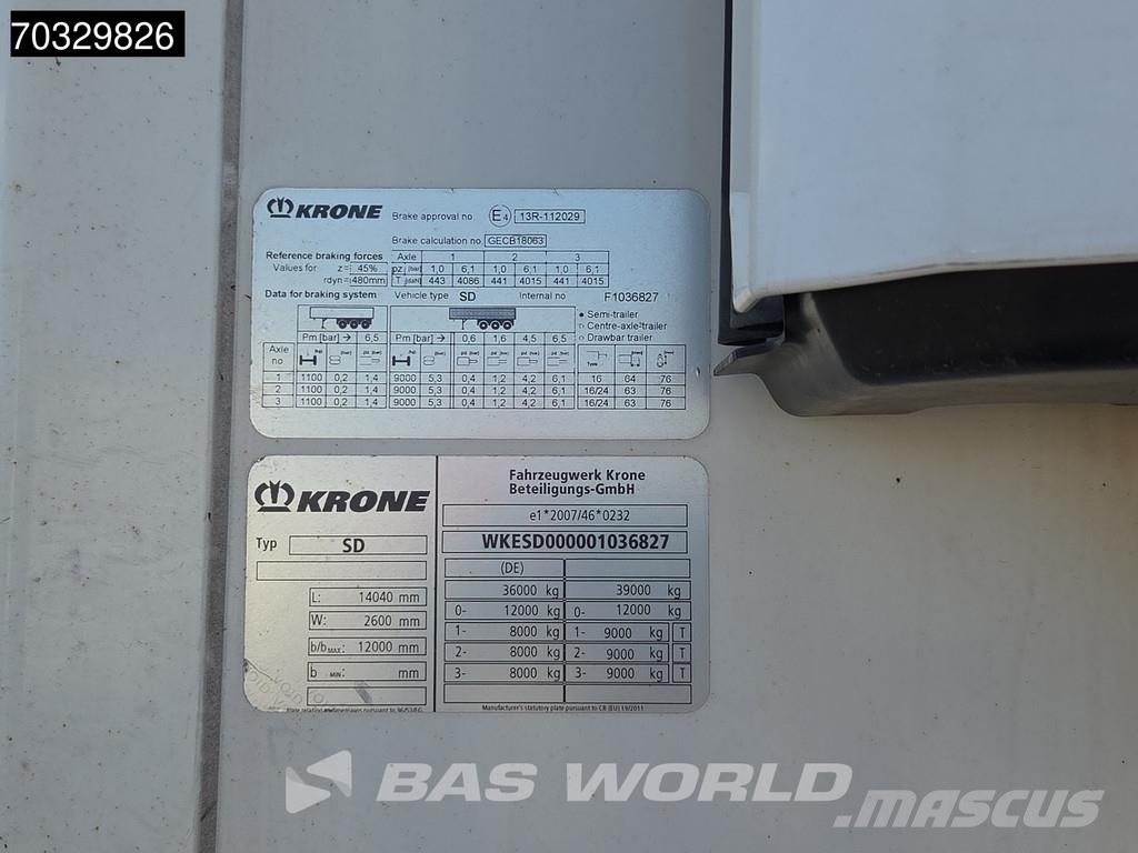 Krone SD Doppelstock 250x270cm Liftachse Pallettenkasten نصف مقطورات بدرجة حرارة قابلة للضبط