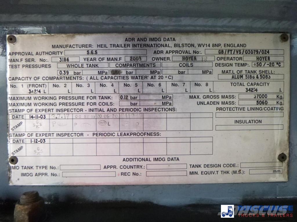 Heil / Thompson Heavy oil tank alu 34.2 m3 / 1 comp + p Semirremolques cisterna