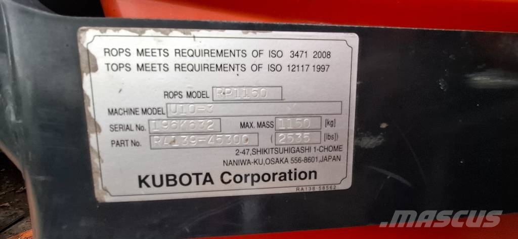 Kubota U 10-3 Mini excavators < 7t (Mini diggers)