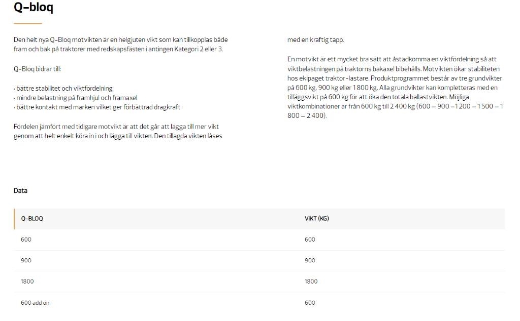 Quicke Motvikter Frontgewichten