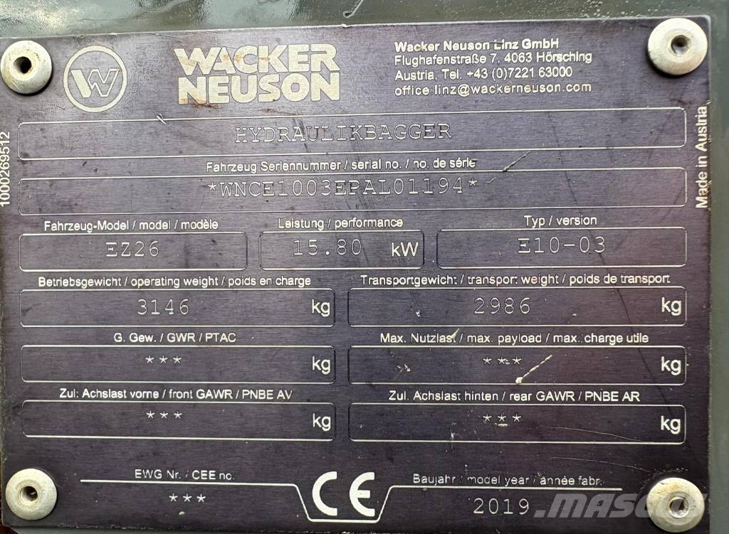 Wacker Neuson EZ 26 VDS! 3 Bakken Miniescavadeiras < 7t (Mini escavadeiras)