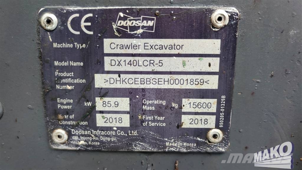 Doosan DX 140 LCR-5 Rupsgraafmachines