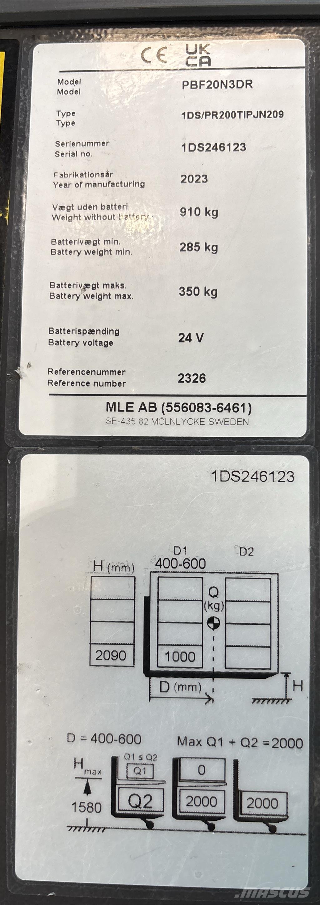 Mitsubishi PBF20N3DR 보행식 리치 지게차