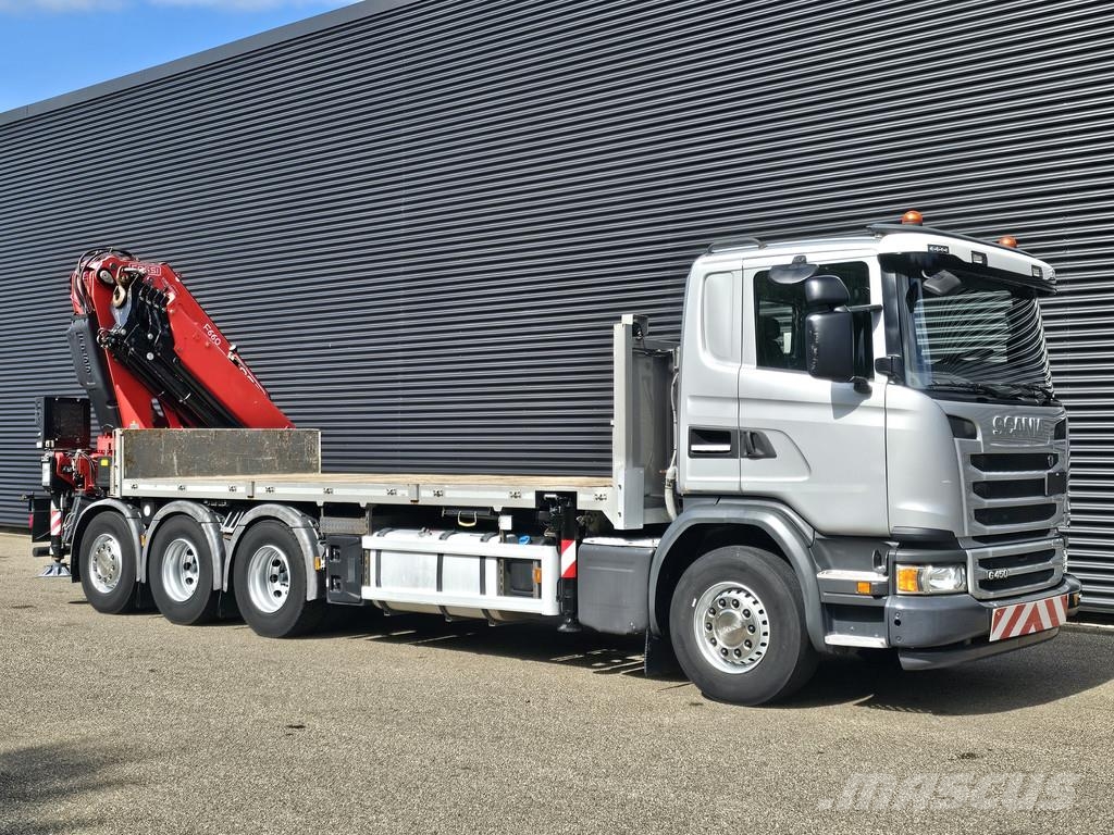 Scania G450 8x4 / RETARDER / FASSI F660 CRANE / KRAN / GR Vlakke laadvloer met kraan