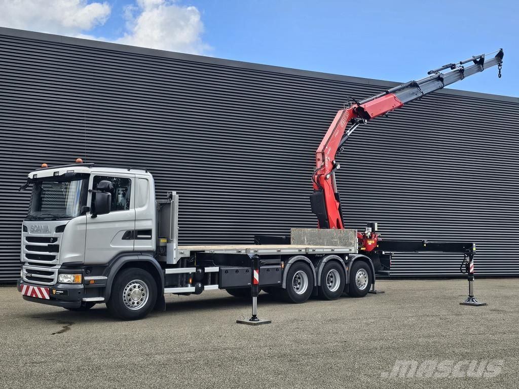 Scania G450 8x4 / RETARDER / FASSI F660 CRANE / KRAN / GR Vlakke laadvloer met kraan