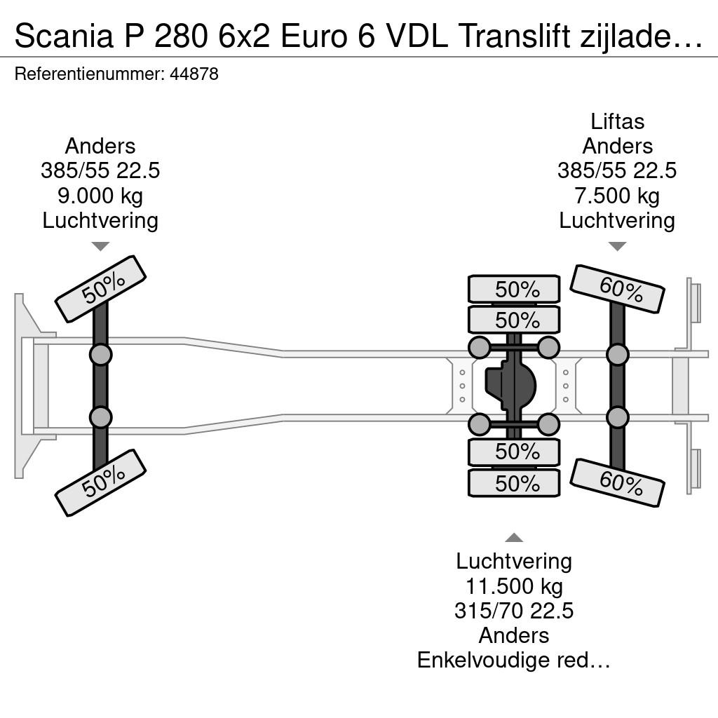 Scania P 280 6x2 Euro 6 VDL Translift zijlader Just 159.3 Camiões de lixo
