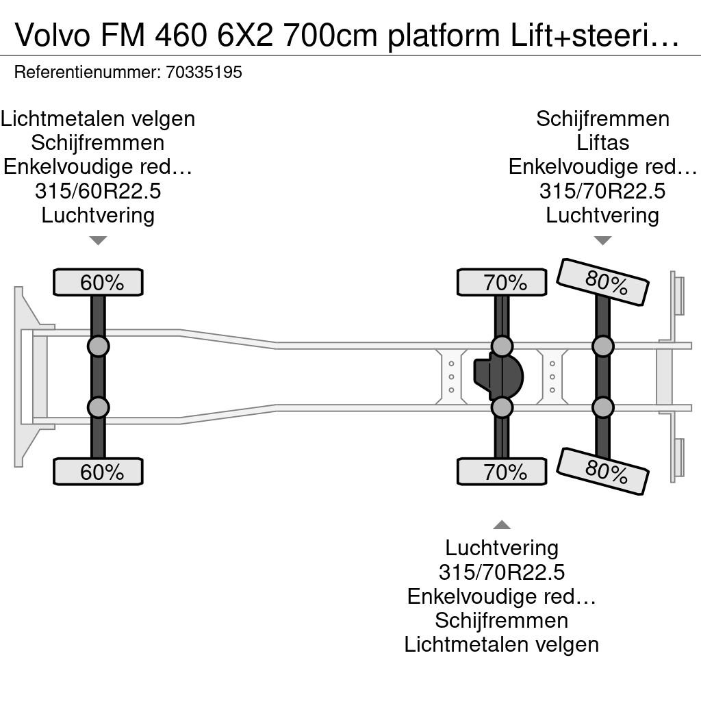 Volvo FM 460 6X2 700cm platform Lift+steering axle Retar شاحنات مسطحة/مفصلية الجوانب