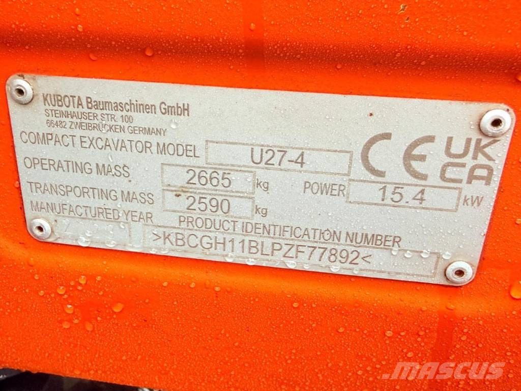 Kubota U 27-4 Mini bageri <7t