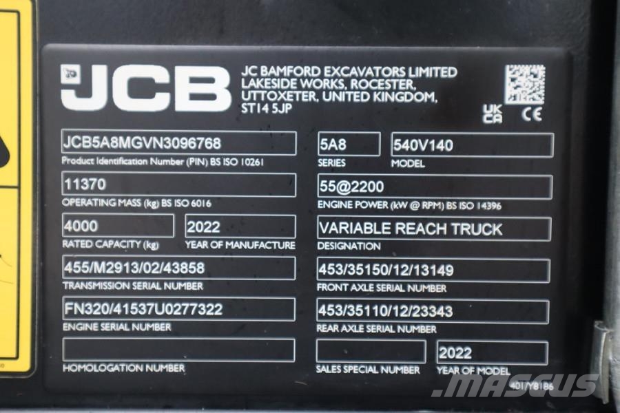 JCB 540-140 HI VIZ Diesel Stage V, 4x4x4 Drive, 13.8m Teleskoplæssere