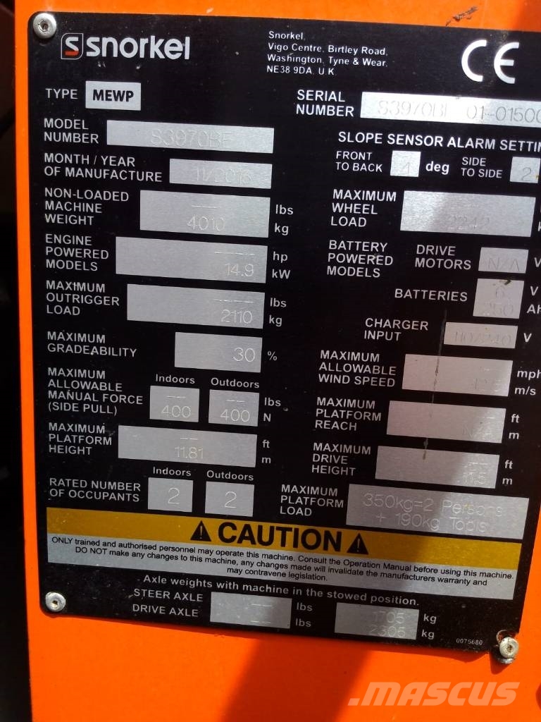 Snorkel S3970BE رافعات مقصية الشكل