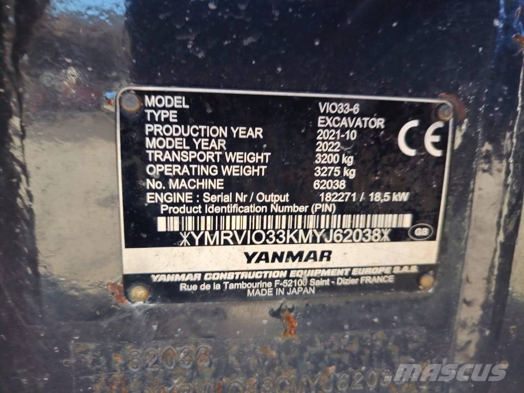 Yanmar Vio 33-6 Engcon + 3 kauhaa Minibagger < 7t