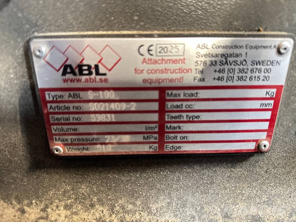ABL S100 Redskapsfäste/ adaptrar