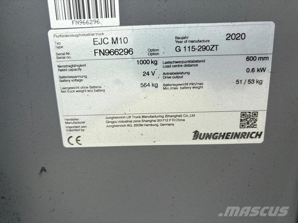 Jungheinrich EJC M10 Stapelaar Transpalette manuel