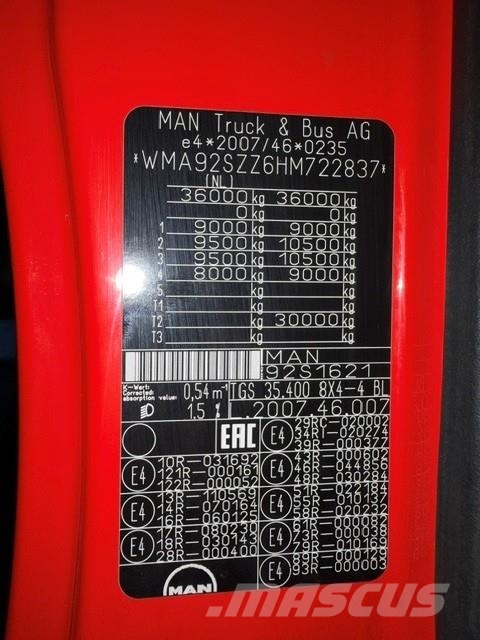 MAN TGS 35.400 8X4-4 BL / Z CRANE + HOOKLIFT Camiones grúa
