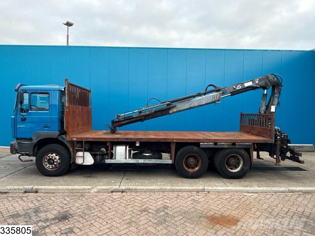 MAN TGA 26 350 6x4, Manual, Steel, Hiab شاحنات مسطحة/مفصلية الجوانب