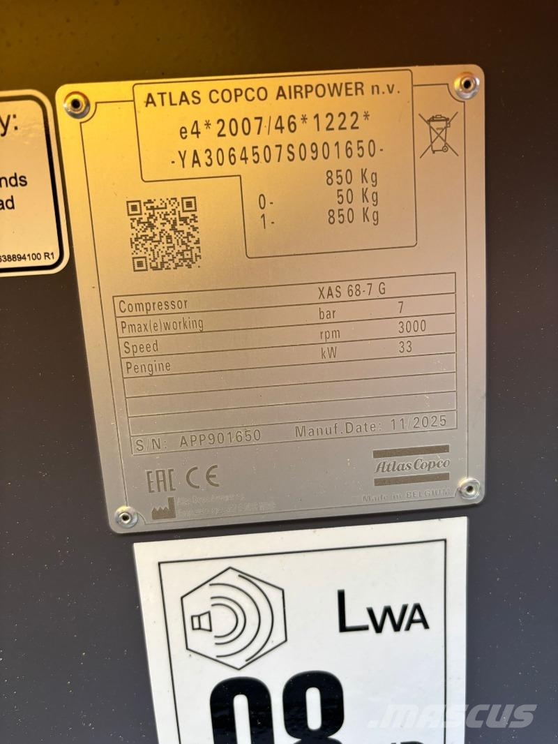 Atlas Copco AC Kompressor XAS68-7G m. Fahrwerk Ostale poljoprivredne mašine
