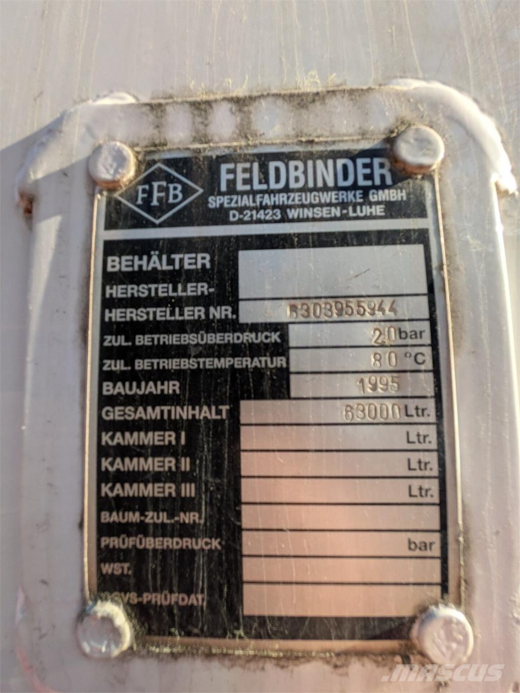 Feldbinder KIP 63.3 Semirimorchi cisterna