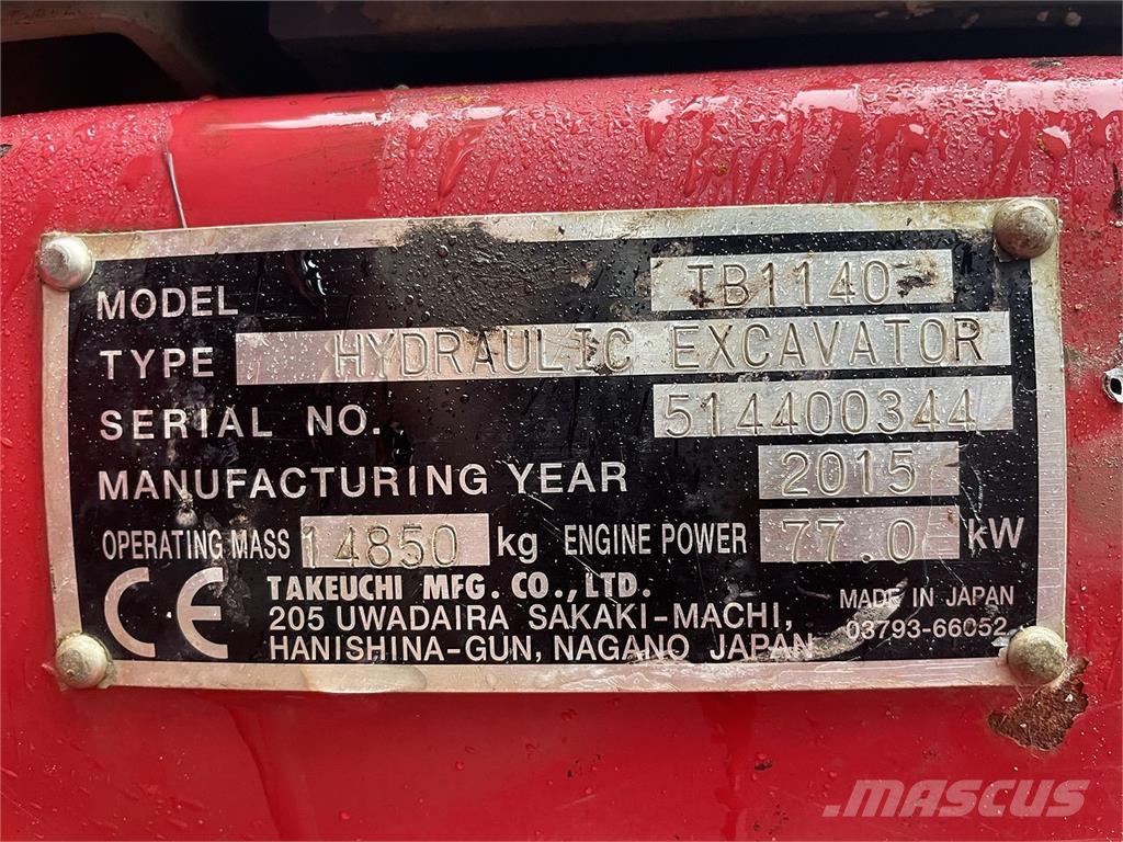 Takeuchi TB1140 Excavadoras de cadenas
