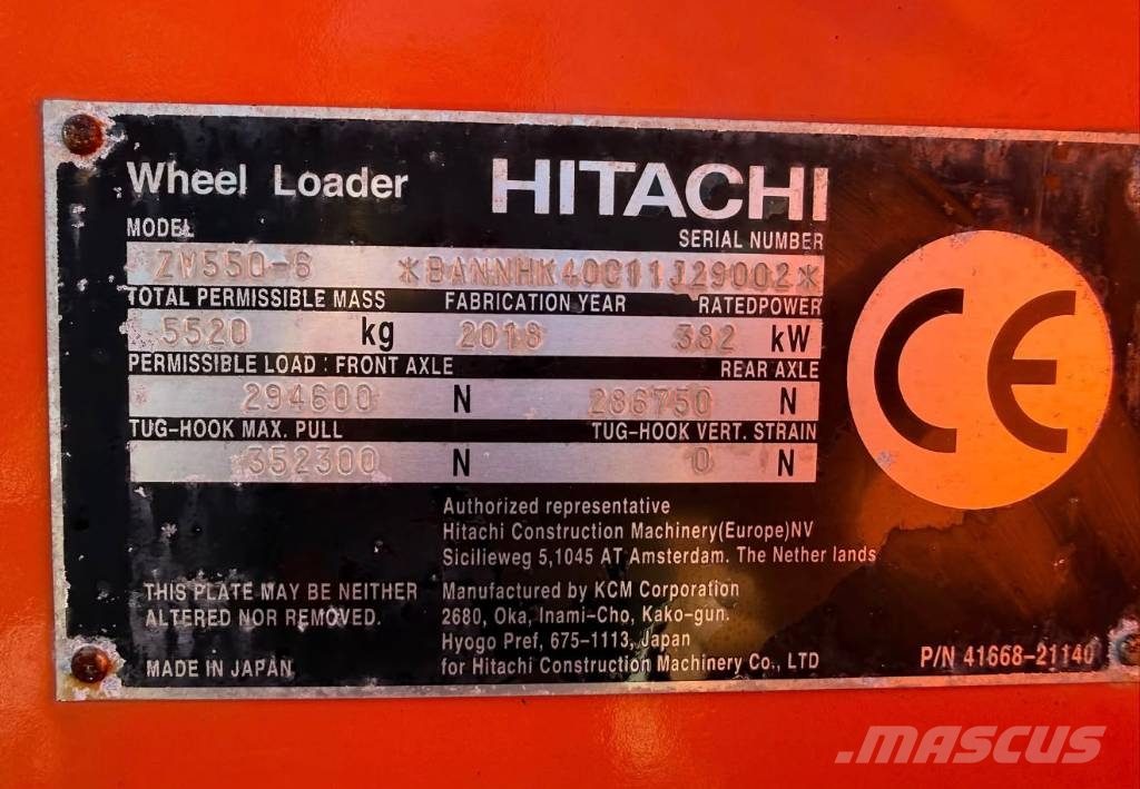 Hitachi ZW 550-6 //BJ. 2018/5340H/ZSA/Klima/3.rd Line Radlader