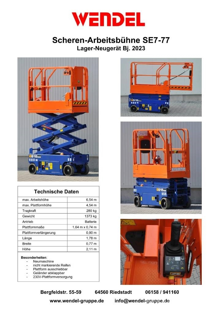 JCB Lager Neugerät 7 Meter Scheren Arbeitsbühne Šķerveida pacēlāji