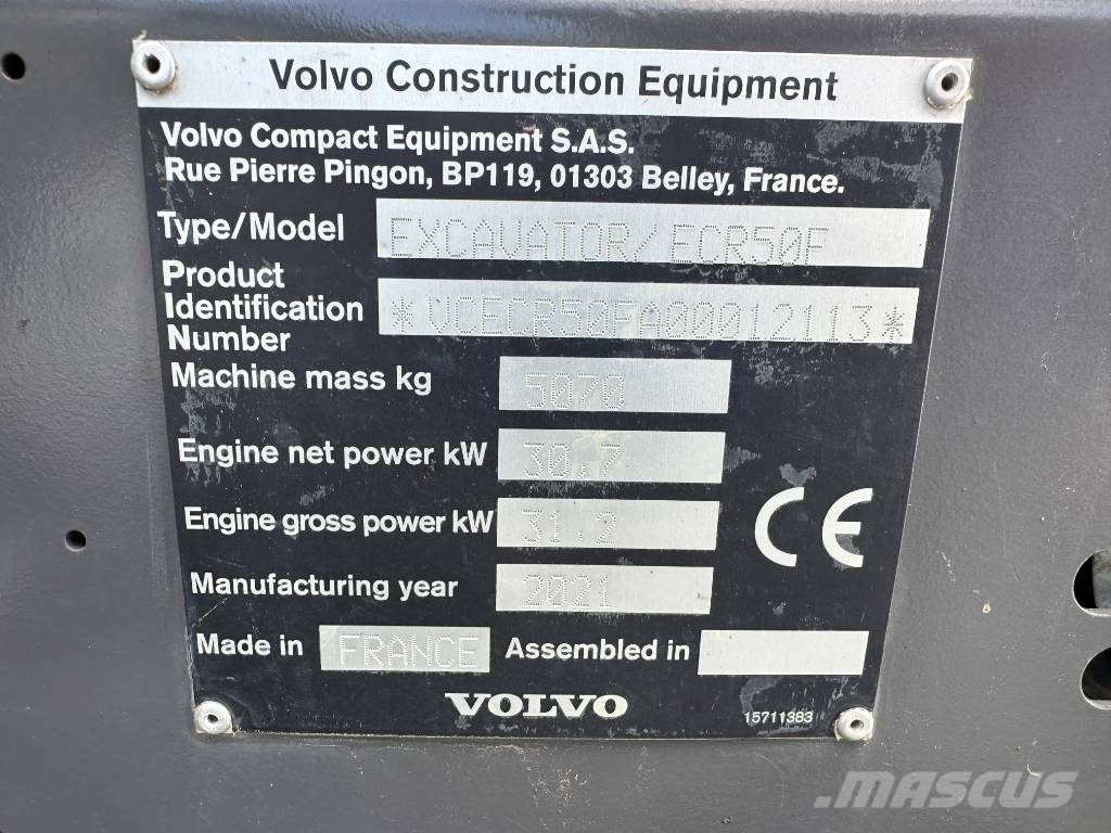 Volvo ECR50F ECR50 F grävmaskin rotortilt etc 725.000+m Miniescavatori