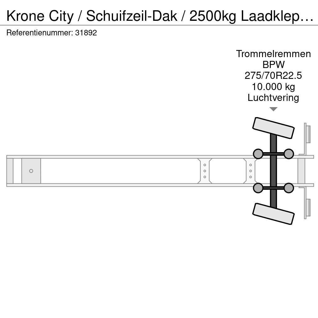 Krone City / Schuifzeil-Dak / 2500kg Laadklep / Stuur-as Schuifzeilen