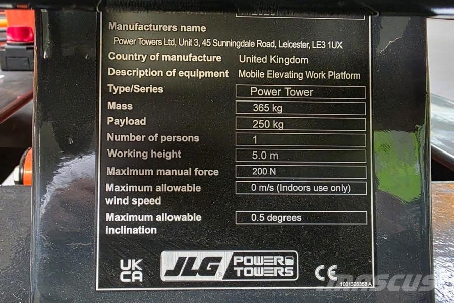 JLG Power Tower PUSH AROUND, 5.10m Working Height, Own Kĺbové plošiny