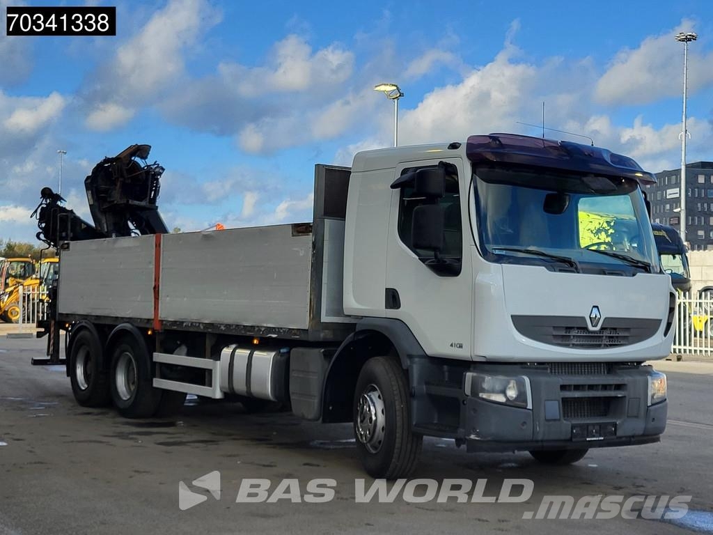 Renault Premium 410 6X4 HIAB 166 S DUO Crane Kran Steel su Platformos/ Pakrovimas iš šono
