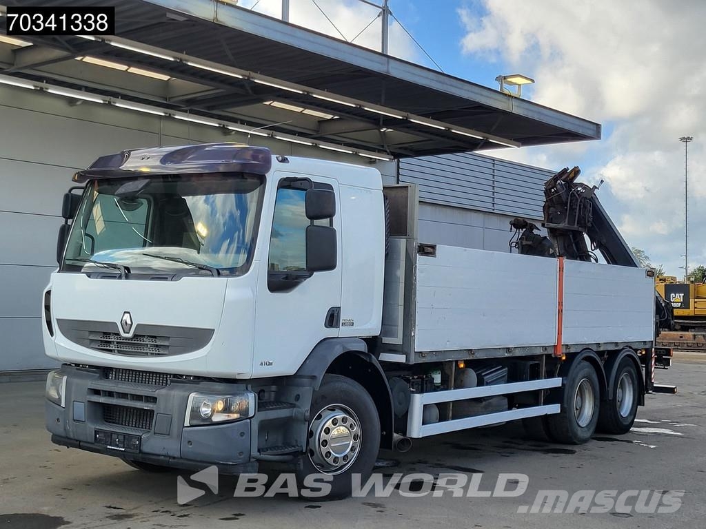 Renault Premium 410 6X4 HIAB 166 S DUO Crane Kran Steel su Platformos/ Pakrovimas iš šono