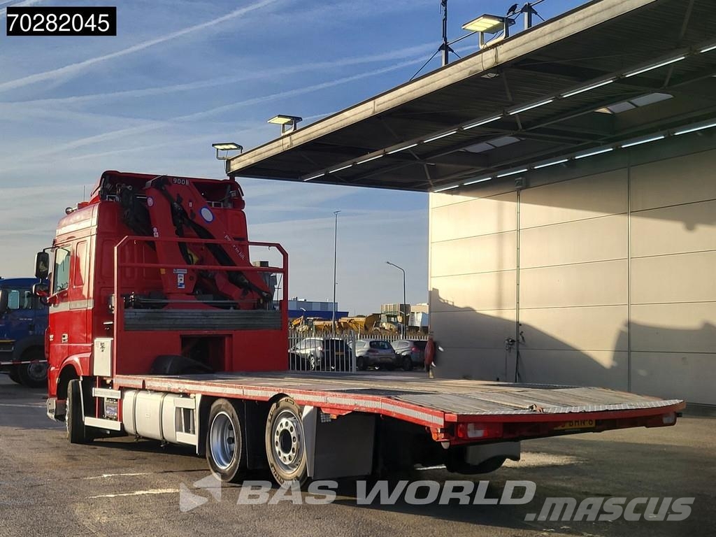 DAF XF 440 6X2 NL-Truck Transporter HMF 900-K2 Kran Wi Flatbed / Dropside trucks