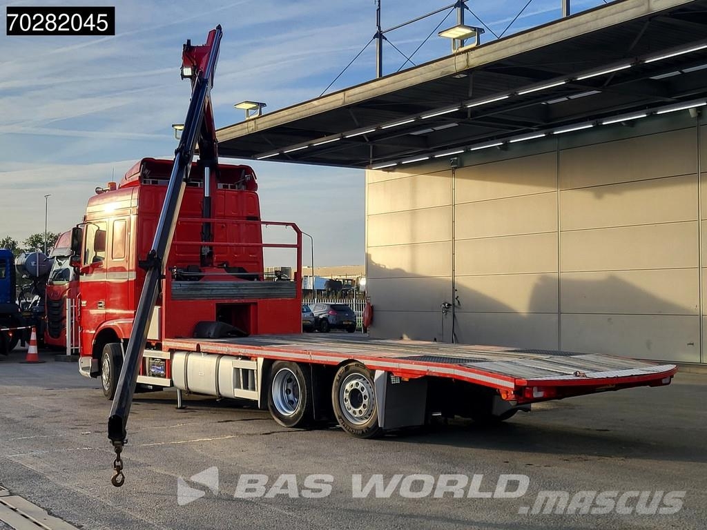DAF XF 440 6X2 NL-Truck Transporter HMF 900-K2 Kran Wi Flatbed / Dropside trucks