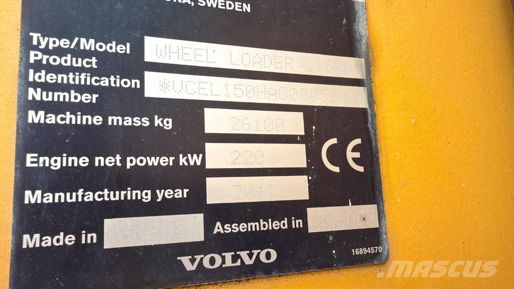 Volvo L 150 H QC 3th function Gumikerekes homlokrakodók