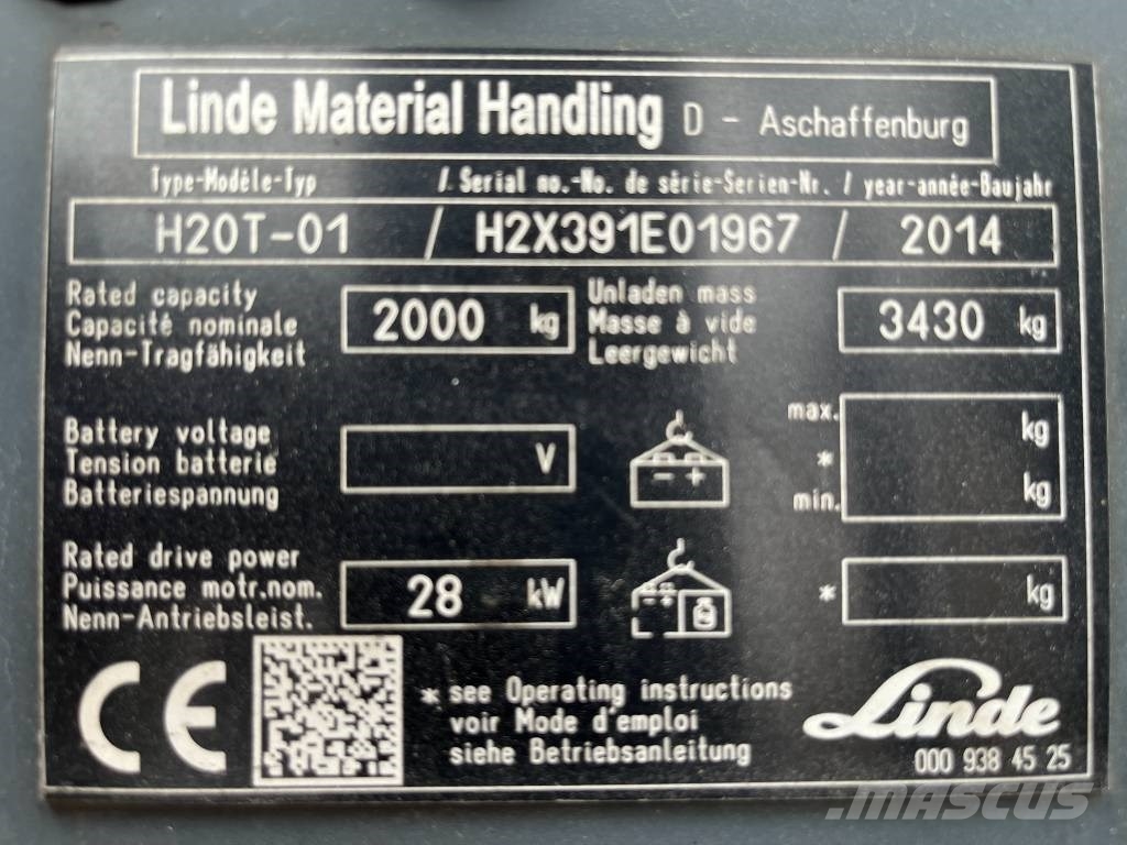 Linde H20T-01 /391/ V-3952 OB Gasstapler