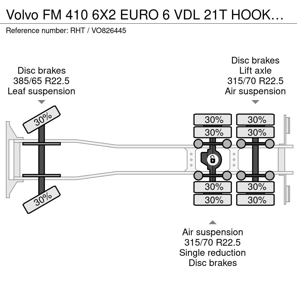 Volvo FM 410 6X2 EURO 6 VDL 21T HOOK Camiones elevadores de gancho