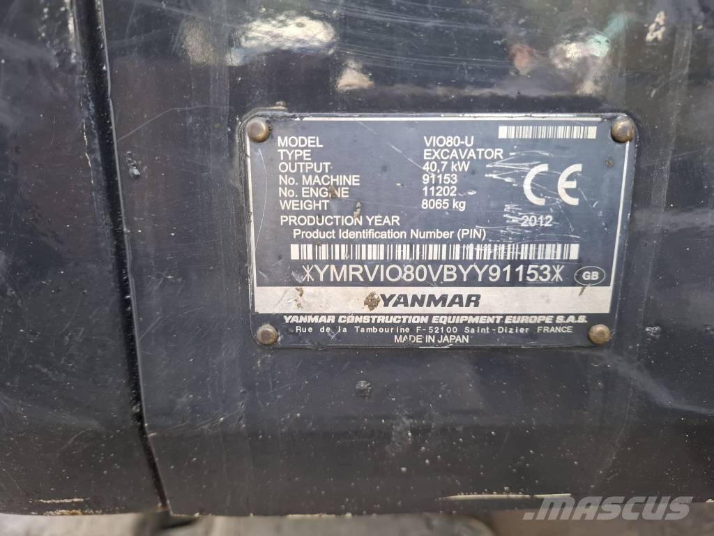 Yanmar Vio 80 U حفارات وسط 7 طن - 12 طن