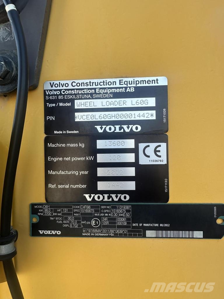 Volvo L60G Gumikerekes homlokrakodók