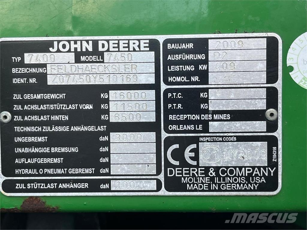 John Deere 7450 ProDrive 40Km/h inkl. Kemper 375Plus Getrokken veldhakselaar