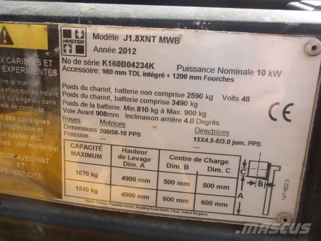 Hyster J 1.8 XNT 電動堆高機