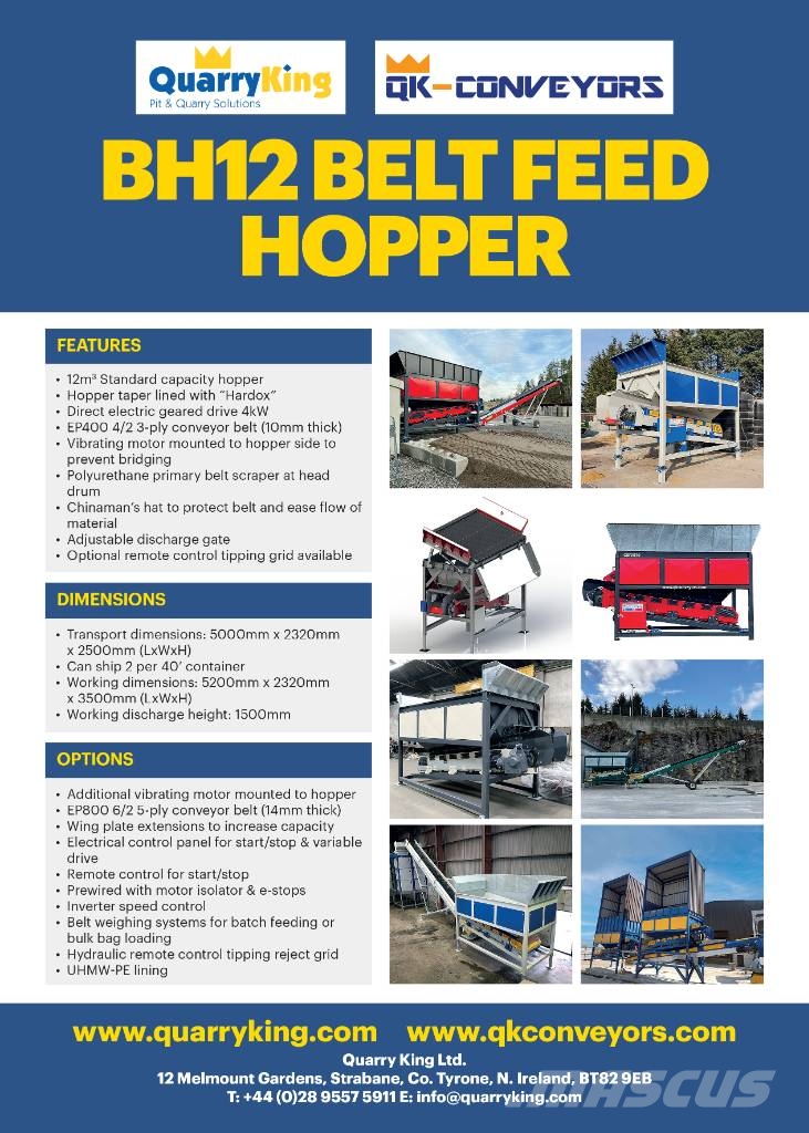 Quarry King BH12 Feed Hopper Tartályok és tölcsérek