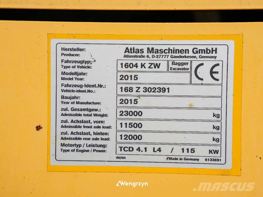 Atlas 1604 KZW Koparka dwudrogowa Ειδικοί εκσκαφείς